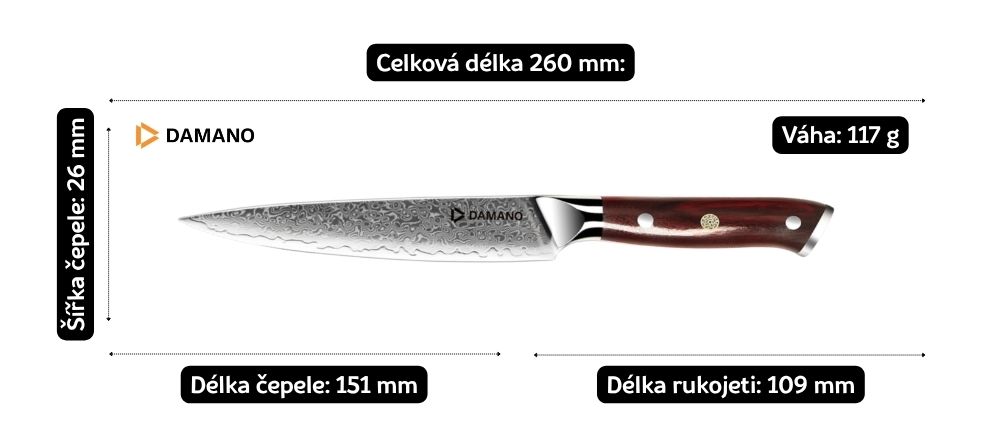 rozměry nože